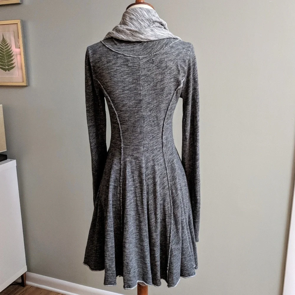Free People Charcoal Long Sleeve Dress with Hood - Picture 4 of 8